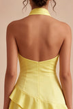 Robe de remise de diplôme A Short Daffodil Short Daffold Dos Twins avec volants