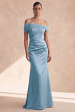 Robe de demoiselle d’honneur olive à épaules dénudées