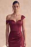 Robe formelle bourgogne bourgogne dénudée avec fente
