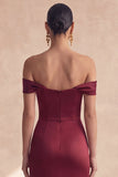 Robe formelle bourgogne bourgogne dénudée avec fente