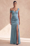Robe formelle bourgogne bourgogne dénudée avec fente