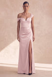Robe formelle bourgogne bourgogne dénudée avec fente