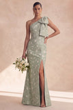 Robe de demoiselle d’honneur en sage fleurie à une épaule