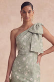 Robe de demoiselle d’honneur en sage fleurie à une épaule