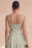 Robe de demoiselle d’honneur Sage Line, ligne A, fleur longue et épaisse à bretelles épaisses