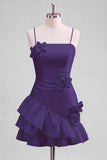 Robe de bal de fin d’année en satin bleu clair à bretelles à volants avec volants et robe de rentrée à la maison en ligne A