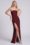 Robe longue de cérémonie à fentes en sirène noire sans bretelles florales