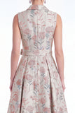 Robe de la mère de la mariée en ligne A-line rose fleur à encoche Jacquard Long Mother of the Bride avec ceinture