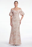 Robe de la mère de la mariée sirène dénudée fleur rose Jasquard, longue robe de la mère de la mariée
