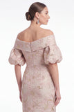 Robe de la mère de la mariée sirène dénudée fleur rose Jasquard, longue robe de la mère de la mariée