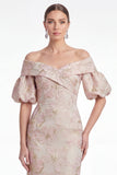 Robe de la mère de la mariée sirène dénudée fleur rose Jasquard, longue robe de la mère de la mariée