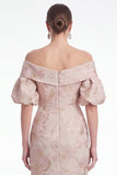 Robe de la mère de la mariée sirène dénudée fleur rose Jasquard, longue robe de la mère de la mariée