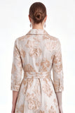 Robe longue de la mariée Jacquard Champagne A-Line avec ceinture