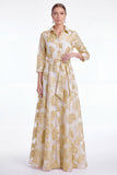 Robe longue de la mariée Jacquard Champagne A-Line avec ceinture