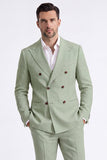 Costumes beige deux pièces à revers pointe double boutonnage