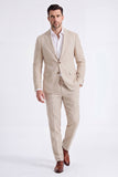 Costumes pour hommes en revers beige à simple boutonnage simple et en boutonnage unique deux pièces pour hommes
