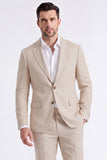 Costumes pour hommes en revers beige à simple boutonnage simple et en boutonnage unique deux pièces pour hommes