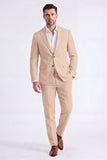 Costumes pour hommes en revers beige à simple boutonnage simple et en boutonnage unique deux pièces pour hommes
