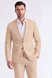 Costumes pour hommes en revers beige à simple boutonnage simple et en boutonnage unique deux pièces pour hommes