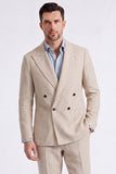 Costumes double pièce à revers beige pointe à revers