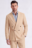 Costumes double pièce à revers beige pointe à revers