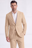 Costumes formels pour hommes à simple boutonnage en kaki clair 2 pièces à poignée simple