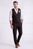 Costumes formels pour hommes à poitrine simple en pantalon kaki clair à 2 pièces à col en V