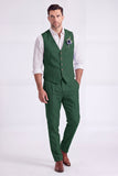 Costumes formels pour hommes à poitrine simple en pantalon kaki clair à 2 pièces à col en V