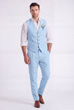 Costumes formels pour hommes à poitrine simple en pantalon kaki clair à 2 pièces à col en V