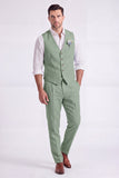 Costumes formels pour hommes à poitrine simple en pantalon kaki clair à 2 pièces à col en V