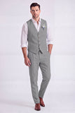 Costumes formels pour hommes à poitrine simple en pantalon kaki clair à 2 pièces à col en V