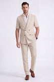 Costumes formels double boutonnage pour hommes double boutonnage en kaki clair, double boutonnage et manches