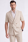 Costumes formels double boutonnage pour hommes double boutonnage en kaki clair, double boutonnage et manches