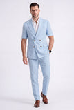 Costumes formels double boutonnage pour hommes double boutonnage en kaki clair, double boutonnage et manches