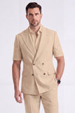 Costumes formels double boutonnage pour hommes double boutonnage en kaki clair, double boutonnage et manches