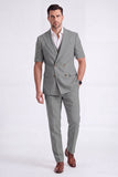 Costumes formels double boutonnage pour hommes double boutonnage en kaki clair, double boutonnage et manches