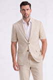 Costumes beige à revers pointu 2 pièces pour hommes à simple poitrine