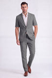 Costumes beige à revers pointu 2 pièces pour hommes à simple poitrine