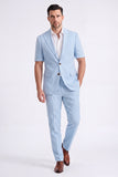 Costumes beige à revers pointu 2 pièces pour hommes à simple poitrine