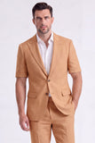 Costumes beige à revers pointu 2 pièces pour hommes à simple poitrine