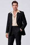 Maillots noirs à revers point, manches longues à boutonnage simple pour hommes