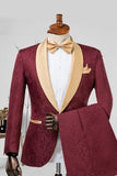 Costumes de revers en châle champagne Jacquard en deux pièces pour hommes