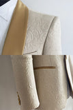 Costumes de revers en châle champagne Jacquard en deux pièces pour hommes