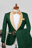 Costumes de revers en châle champagne Jacquard en deux pièces pour hommes