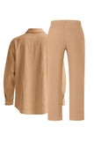 Ensemble coordonné en lin bleu clair en deux pièces pour hommes