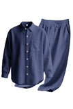 Ensemble coordonné en lin bleu clair en deux pièces pour hommes