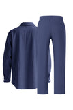 Ensemble coordonné en lin bleu clair en deux pièces pour hommes