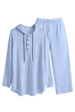 Tenues décontractées en deux pièces : chemise à capuche légère à manches longues et pantalon ample