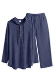 Tenues décontractées en deux pièces : chemise à capuche légère à manches longues et pantalon ample