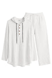 Tenues décontractées en deux pièces : chemise à capuche légère à manches longues et pantalon ample